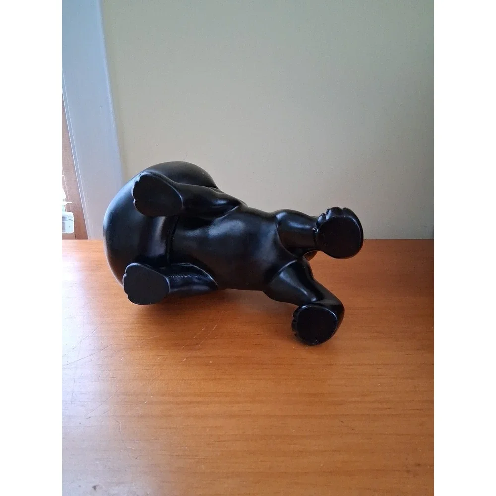 Black and Gold Resin French Bulldog Large Mouth Figurine Bowl Key Holder
